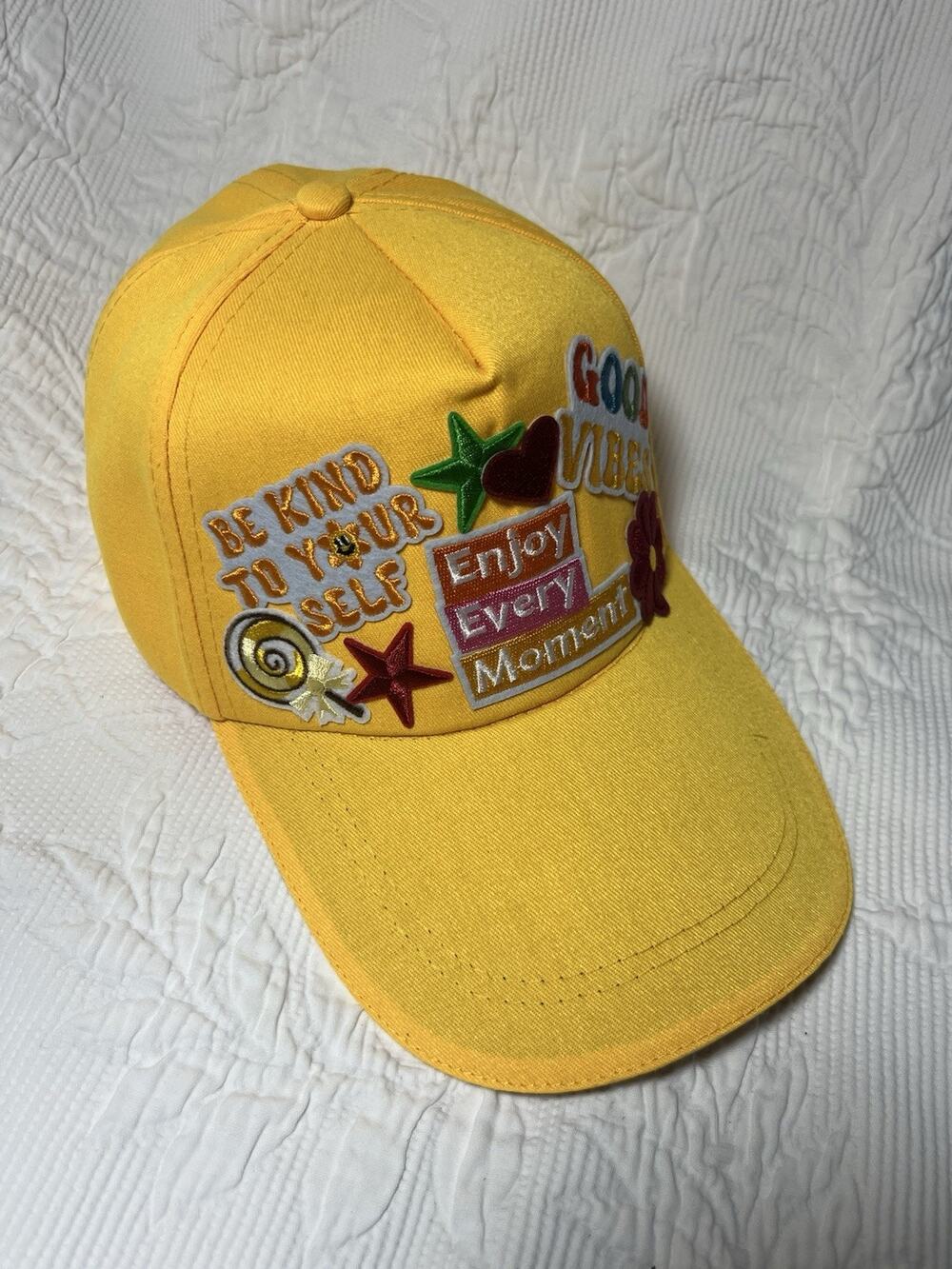 Custom Yellow Layered Patches Trucker Hat Adjustable Snap Back